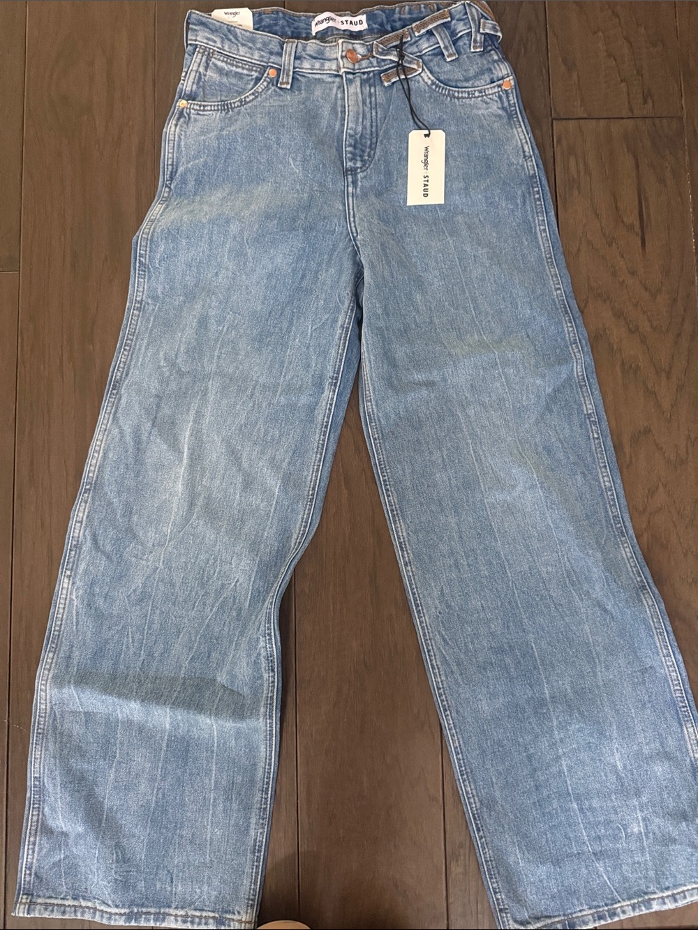Wrangler + STAUD Vintage Light Blue Loose-Leg Jeans